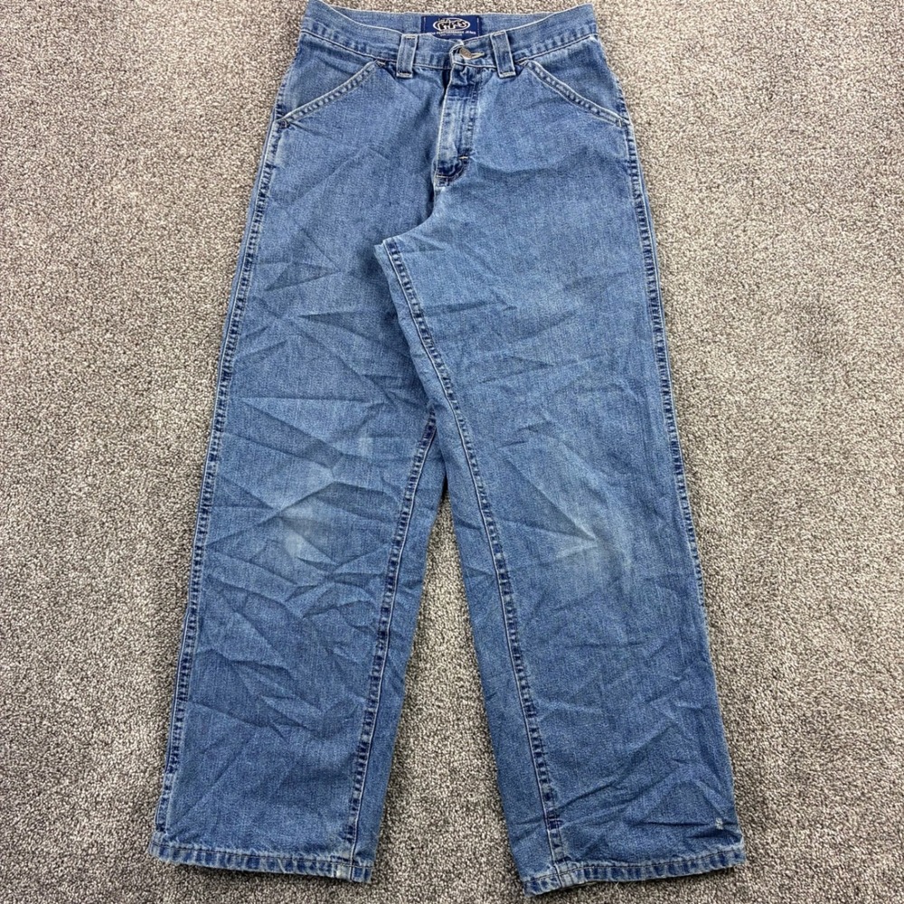 Vintage Lee Pipes Baggy Jeans Mens 27x29 Blue Wide Leg Skate Rave Denim
